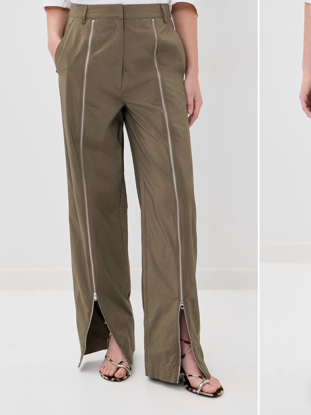 Tibi Nylon Zipper Trouser Olive Zip-Front Men’s Pants